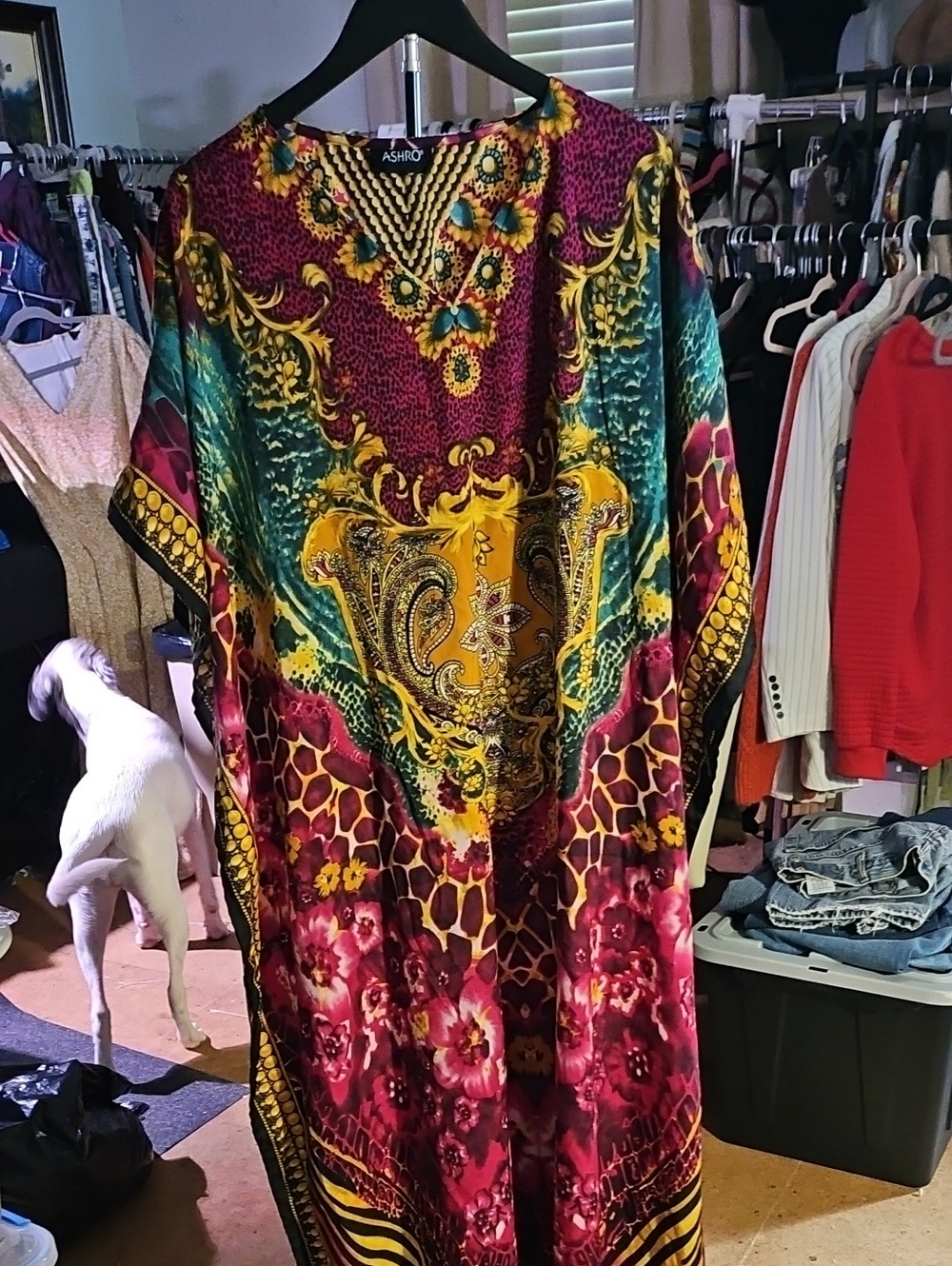 Ashro Vibrant Multicolor Floral & Paisley Kaftan